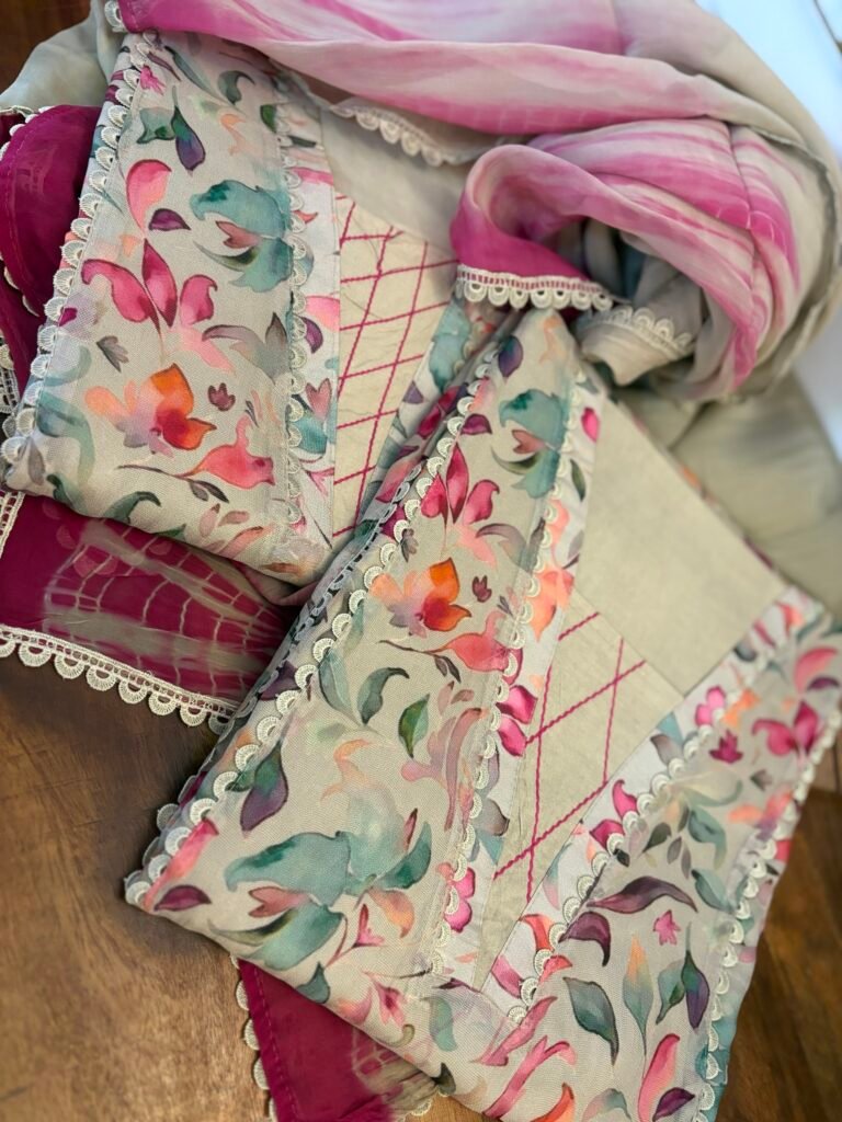 Soft Floral Burberry Cotton Salwar Set by Ikhtirah