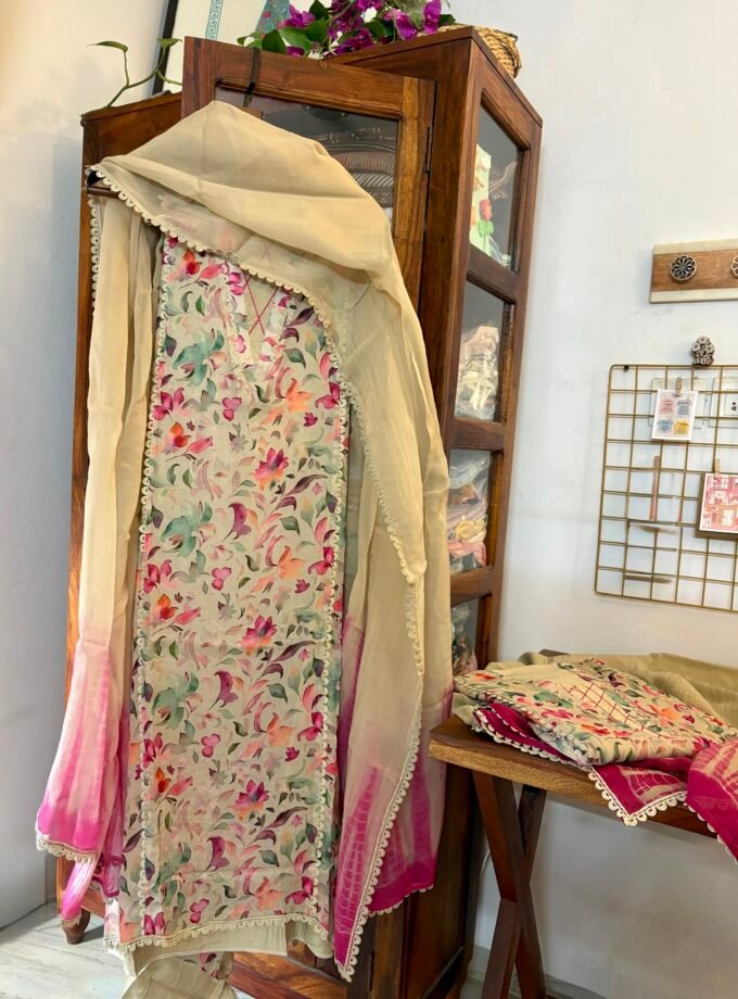 Soft Floral Burberry Cotton Salwar Set by Ikhtirah