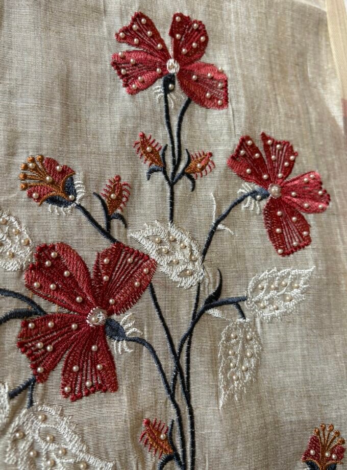 Embroidered Chanderi Cotton Jaamdani Salwar Set by Ikhtirah