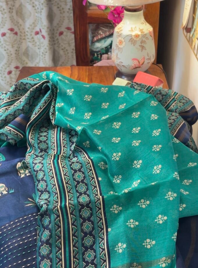 Pure Maheshwari Silk Salwars with Hand Kantha Highlights by Ikhtirah