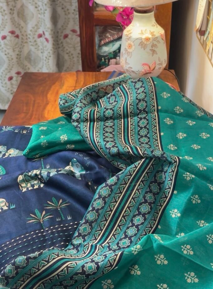 Pure Maheshwari Silk Salwars with Hand Kantha Highlights by Ikhtirah