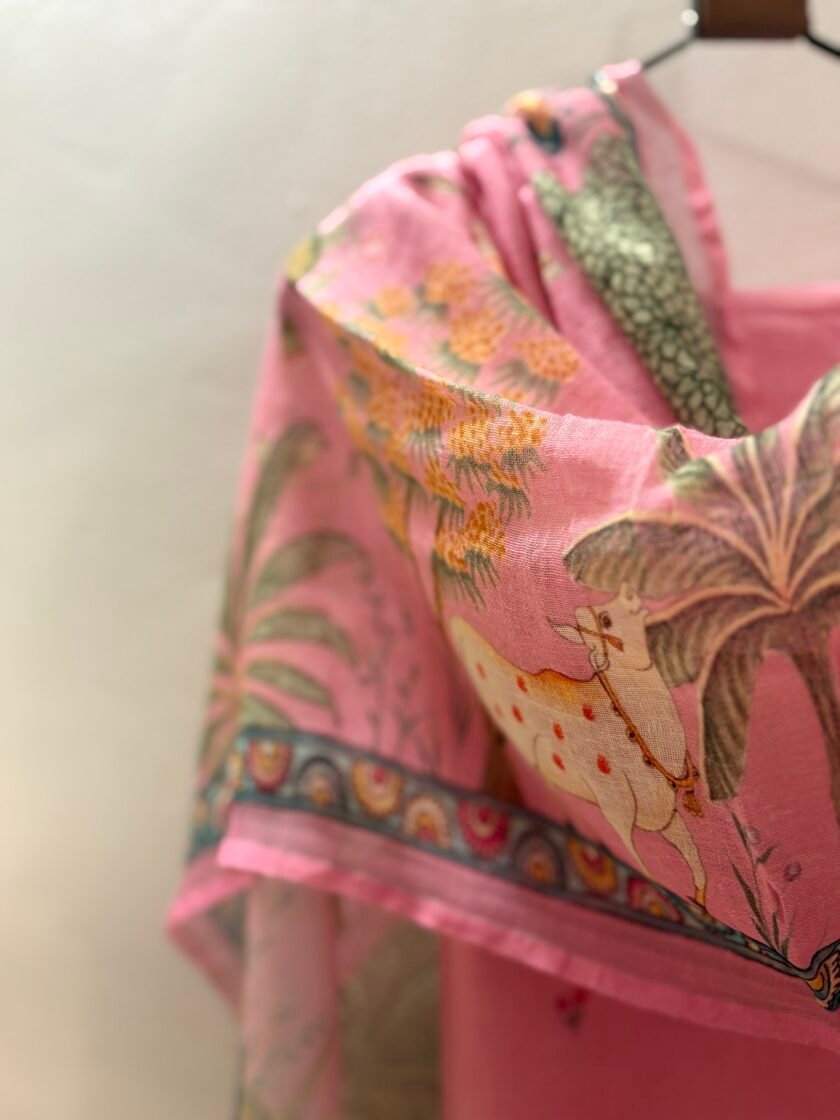 Pichwai Embroidered Pure Linen by Linen Salwar Set by Ikhtirah - Image 13