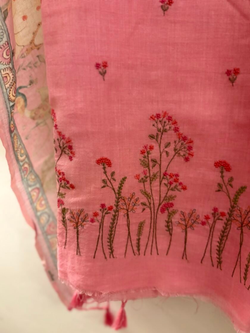 Pichwai Embroidered Pure Linen by Linen Salwar Set by Ikhtirah - Image 12