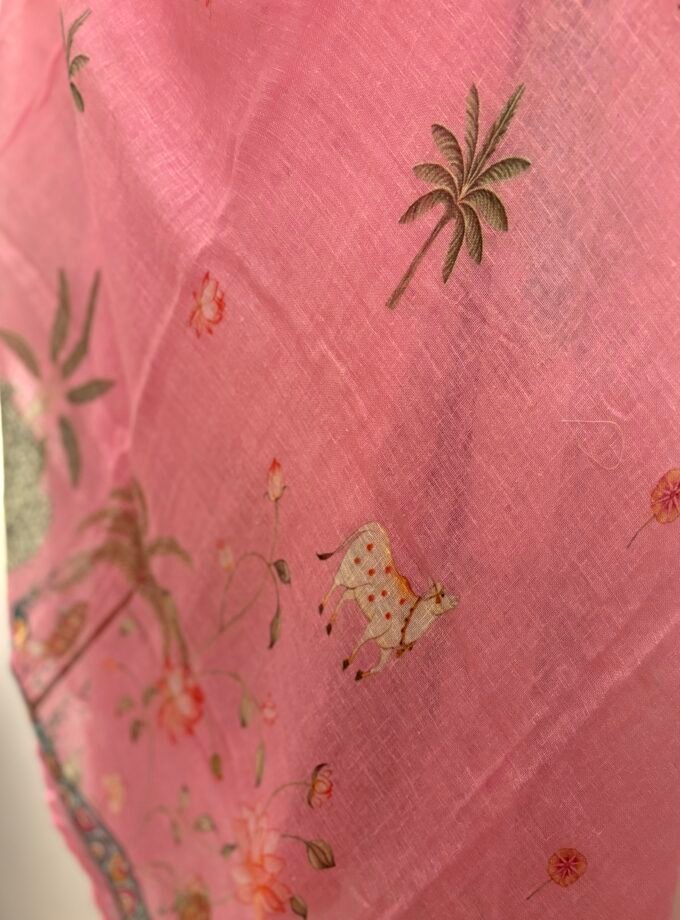 Pichwai Embroidered Pure Linen by Linen Salwar Set by Ikhtirah