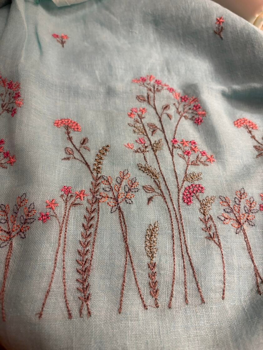 Pichwai Embroidered Pure Linen by Linen Salwar Set by Ikhtirah - Image 3