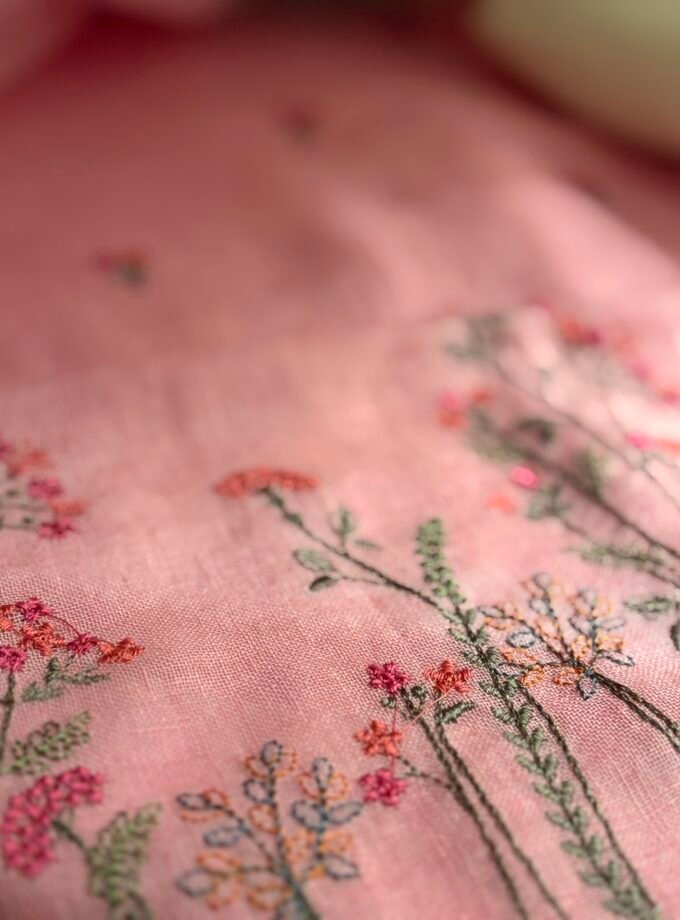 Pichwai Embroidered Pure Linen by Linen Salwar Set by Ikhtirah