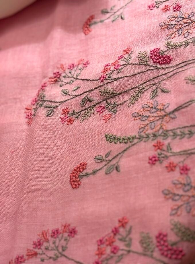 Pichwai Embroidered Pure Linen by Linen Salwar Set by Ikhtirah