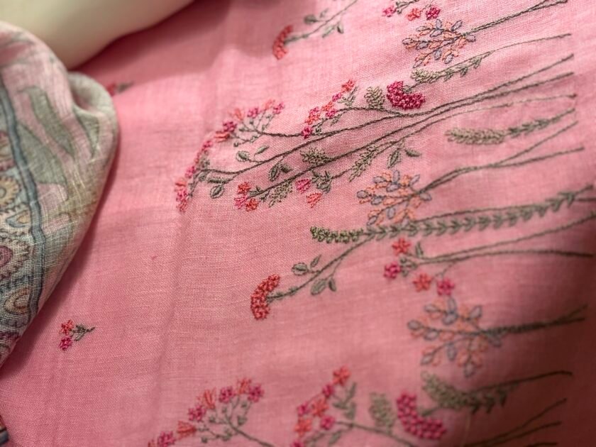 Pichwai Embroidered Pure Linen by Linen Salwar Set by Ikhtirah - Image 8