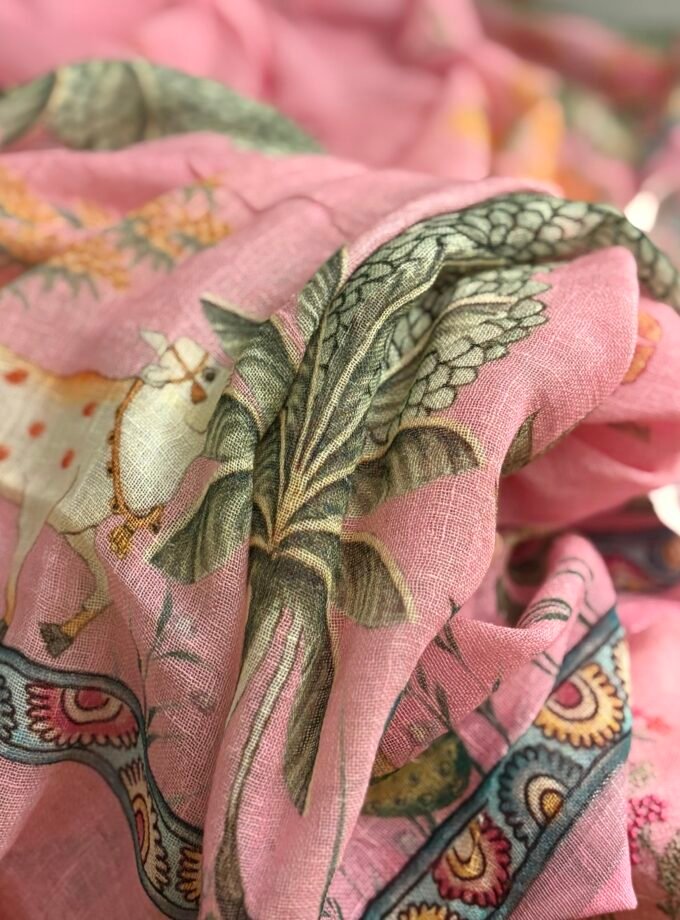 Pichwai Embroidered Pure Linen by Linen Salwar Set by Ikhtirah