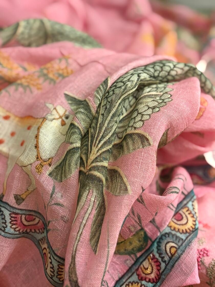 Pichwai Embroidered Pure Linen by Linen Salwar Set by Ikhtirah - Image 2