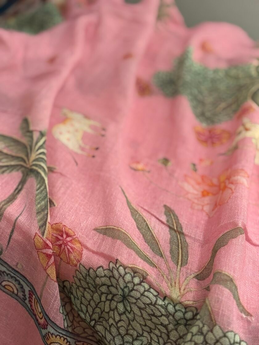 Pichwai Embroidered Pure Linen by Linen Salwar Set by Ikhtirah - Image 9