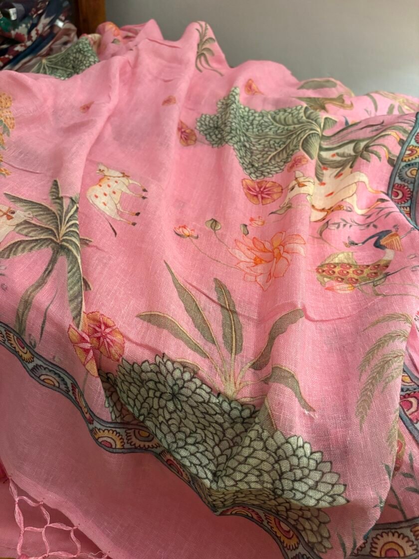 Pichwai Embroidered Pure Linen by Linen Salwar Set by Ikhtirah - Image 3