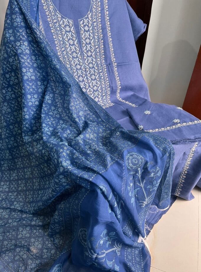 Pure Cotton Chickankari Mix and Match Salwar Set by Ikhtirah