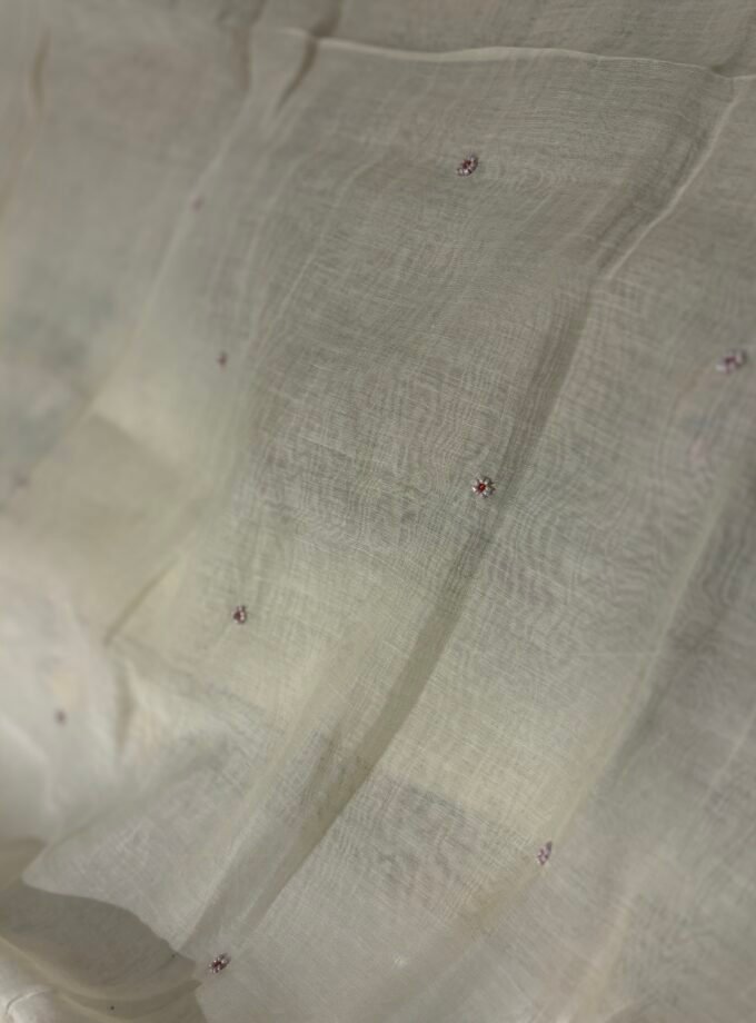 3d Handworked Pure Chanderi Mul Salwars by Ikhtirah (Butter)