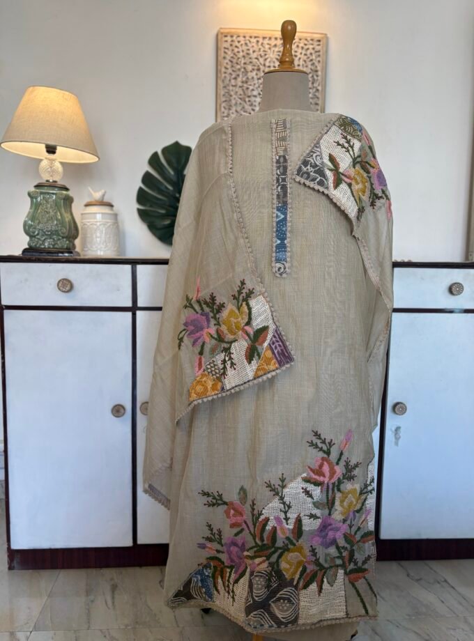 Appliquéd and Embroidered Soft Linen Salwars by Ikhtirah