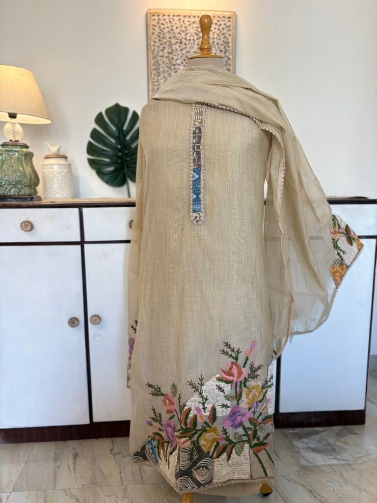 Appliquéd and Embroidered Soft Linen Salwars by Ikhtirah
