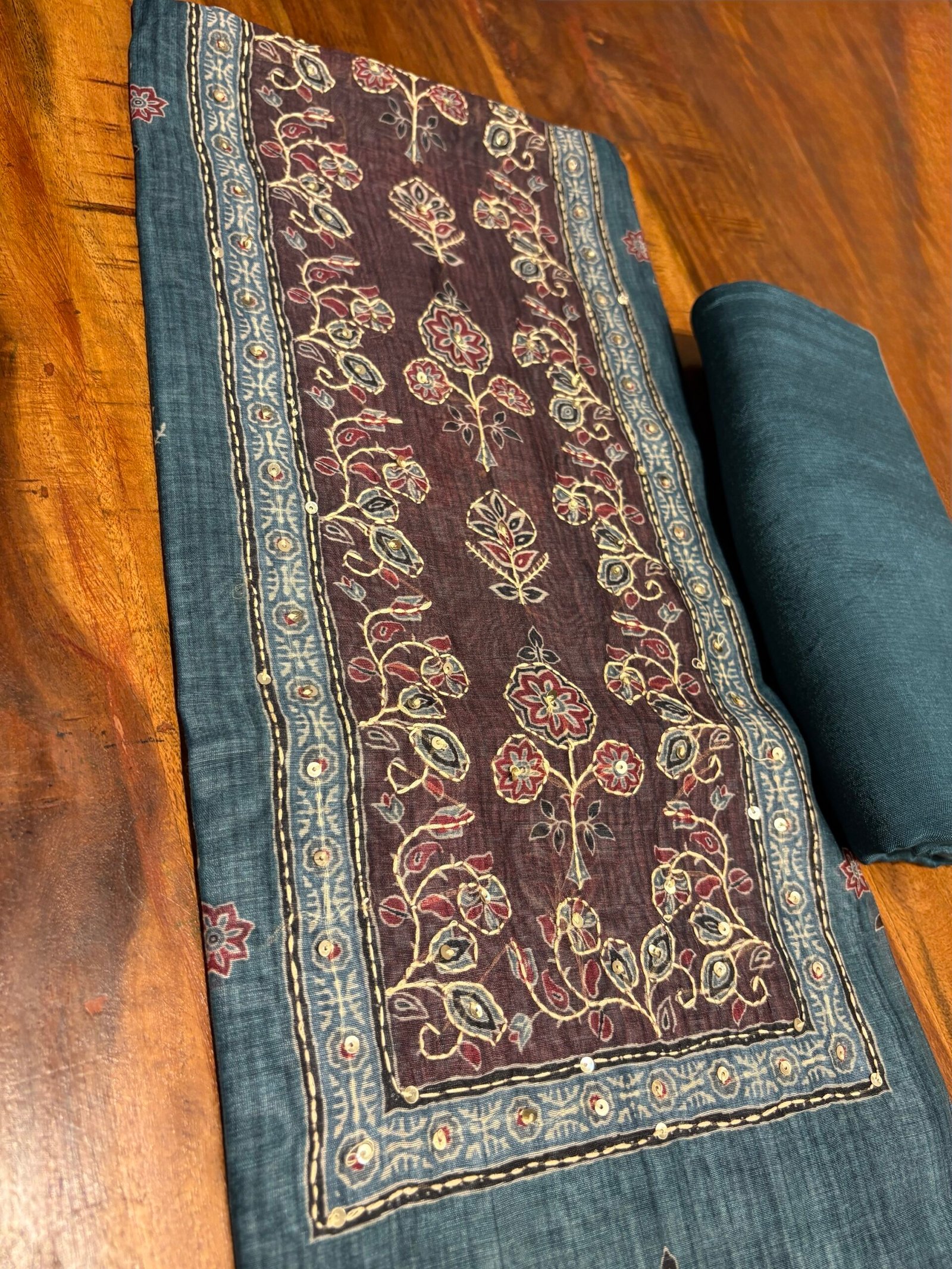 Hand Kantha on Chanderi Cotton Salwars by Ikhtirah - Image 3