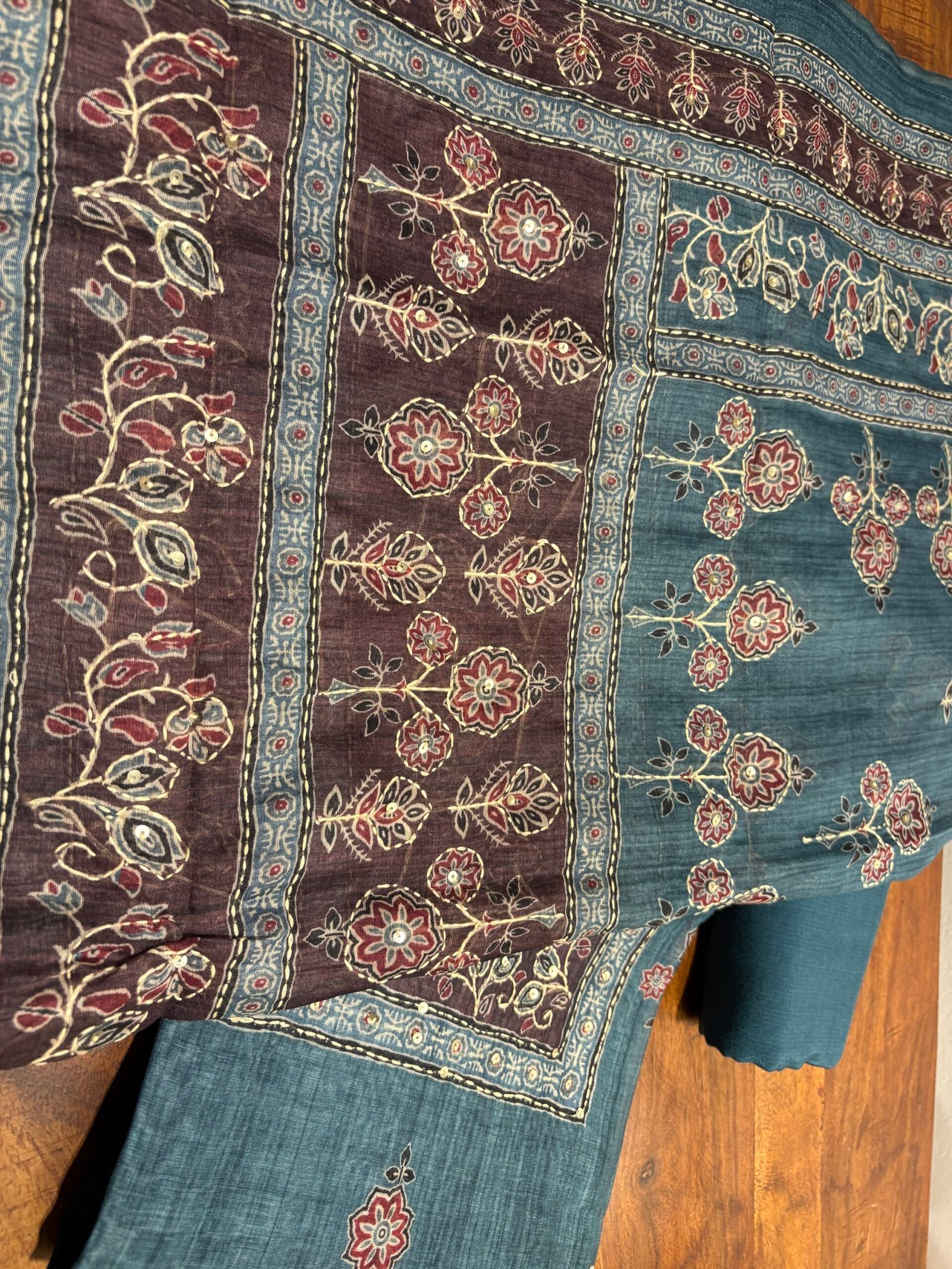 Hand Kantha on Chanderi Cotton Salwars by Ikhtirah - Image 6