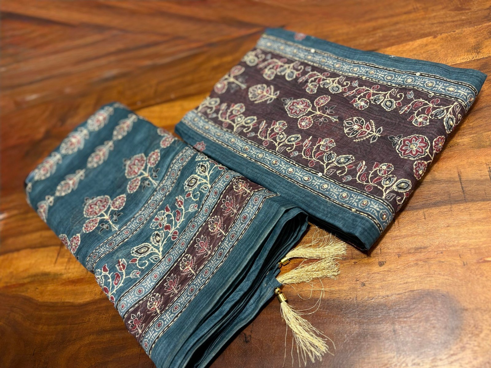 Hand Kantha on Chanderi Cotton Salwars by Ikhtirah - Image 8