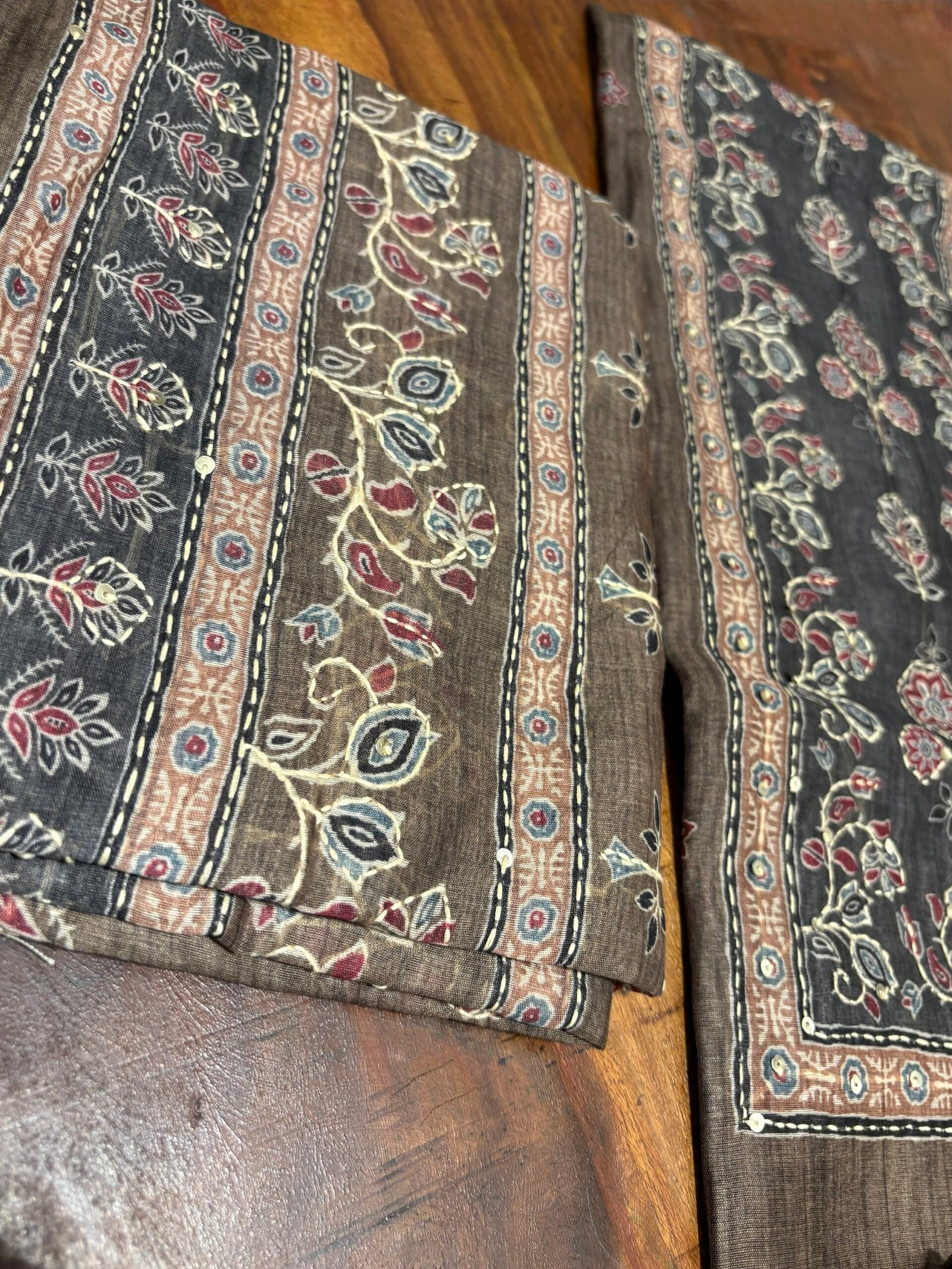 Hand Kantha on Chanderi Cotton Salwars by Ikhtirah - Image 9