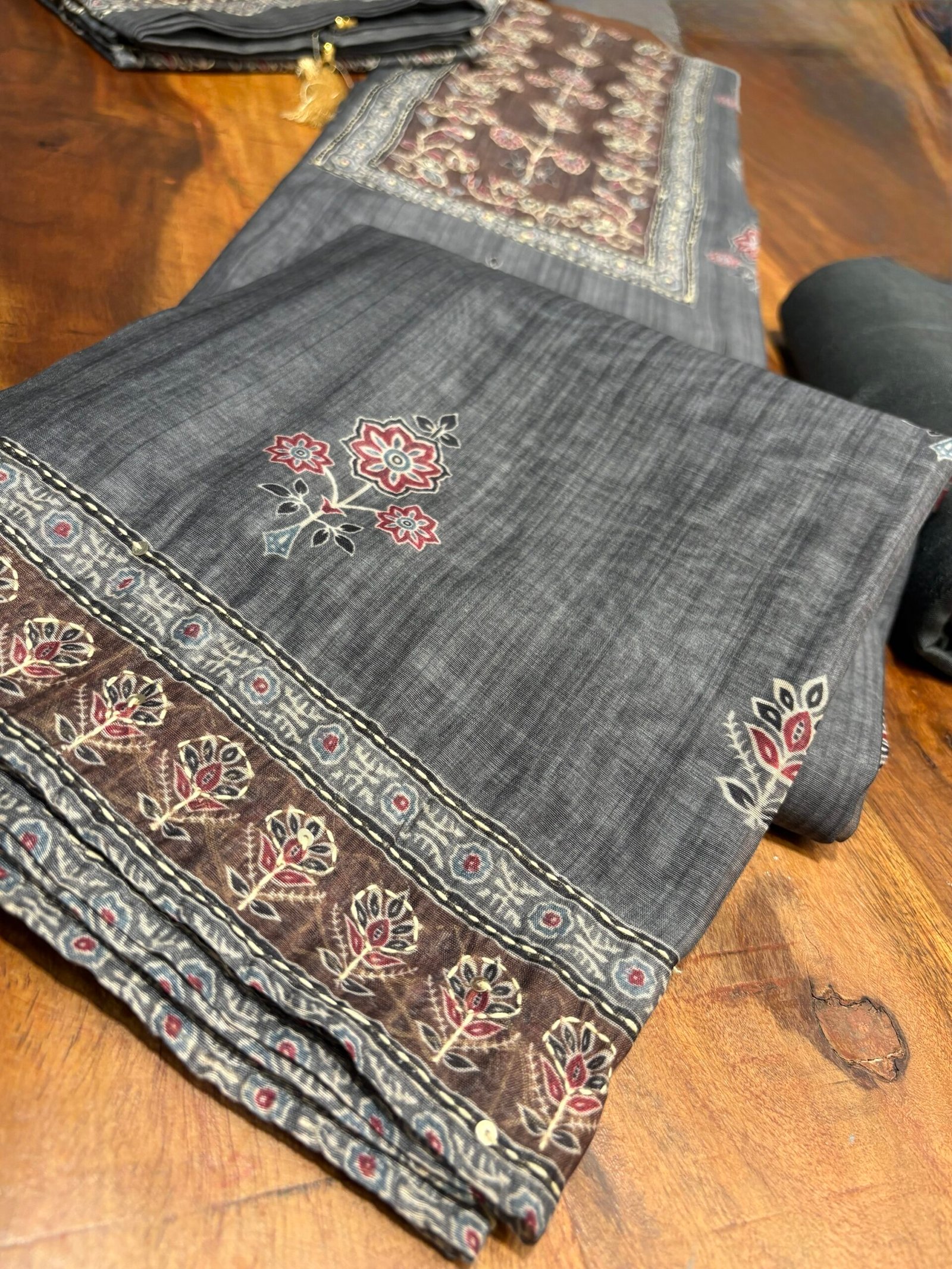 Hand Kantha on Chanderi Cotton Salwars by Ikhtirah - Image 3