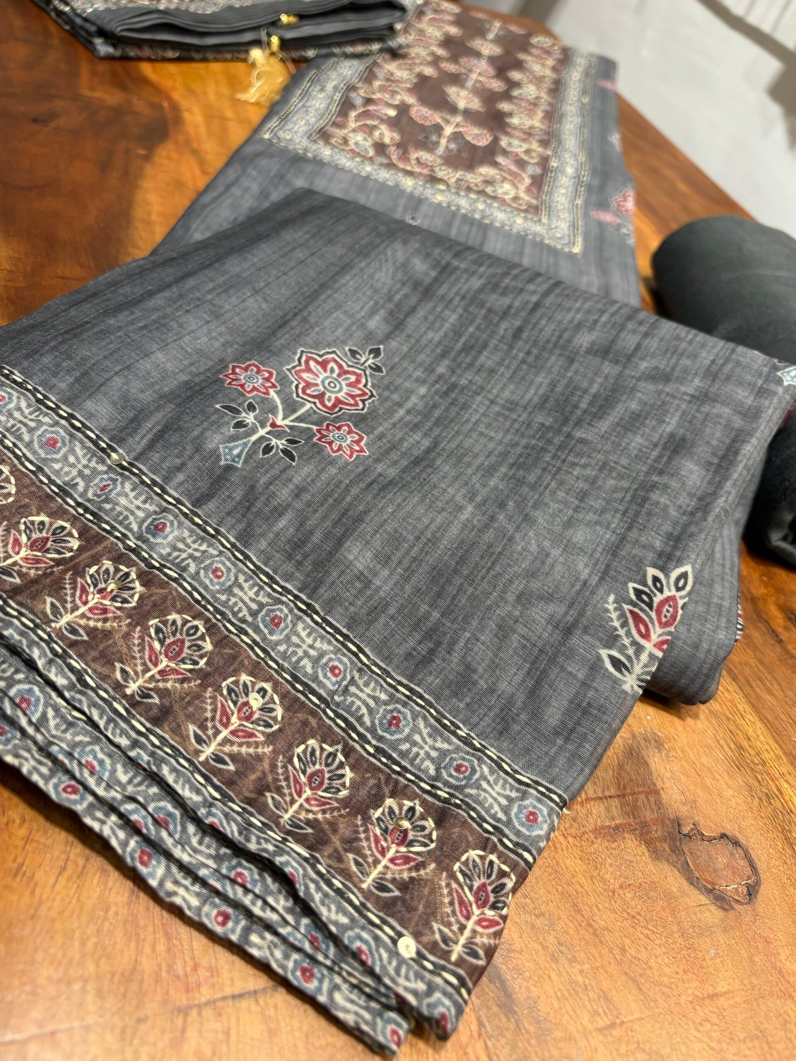 Hand Kantha on Chanderi Cotton Salwars by Ikhtirah - Image 7
