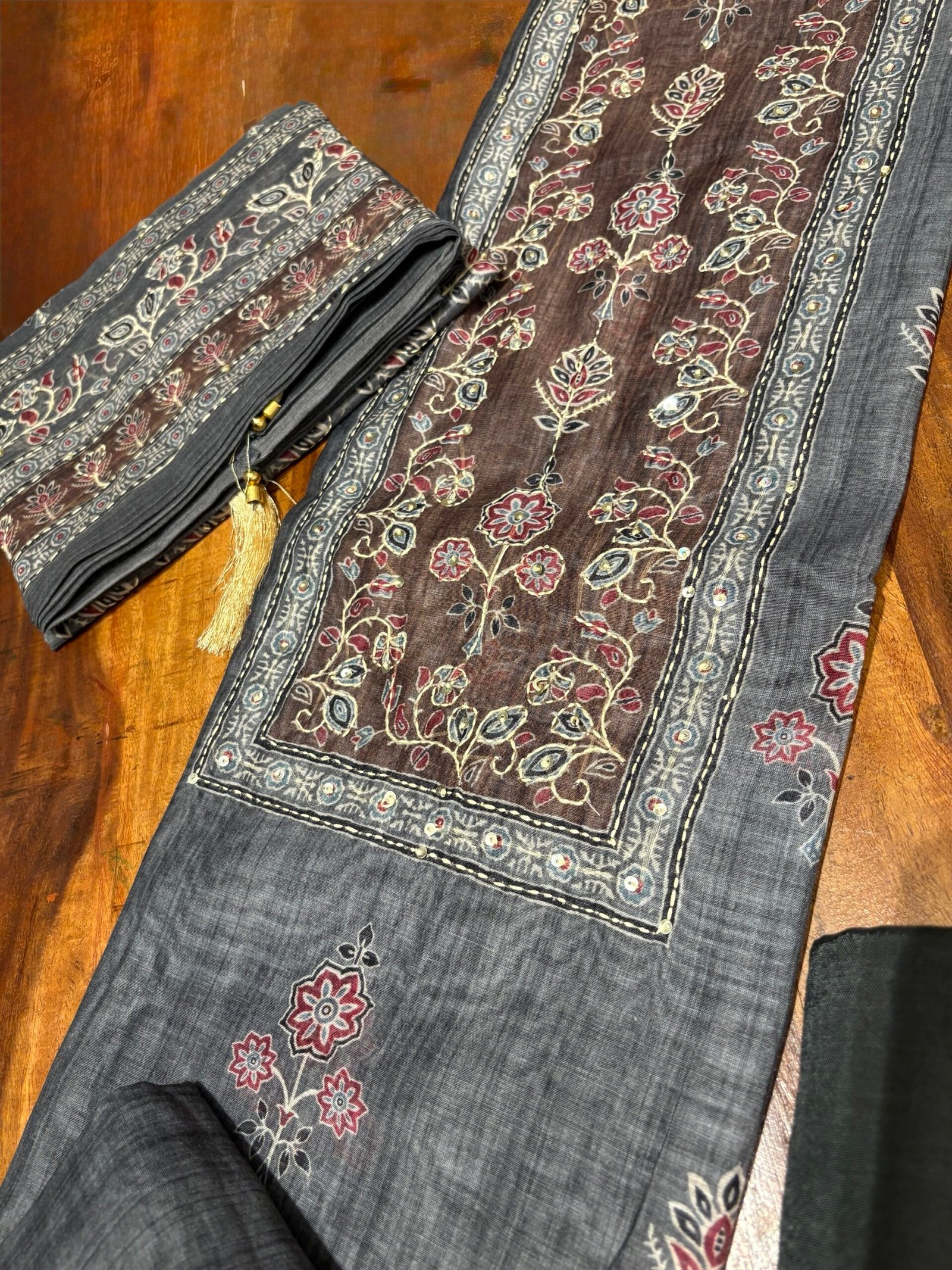 Hand Kantha on Chanderi Cotton Salwars by Ikhtirah