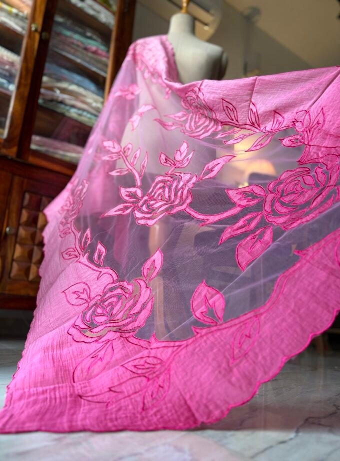 Cutwork Pure Chanderi Mul Salwars by Ikhtirah (Pink Ombre)