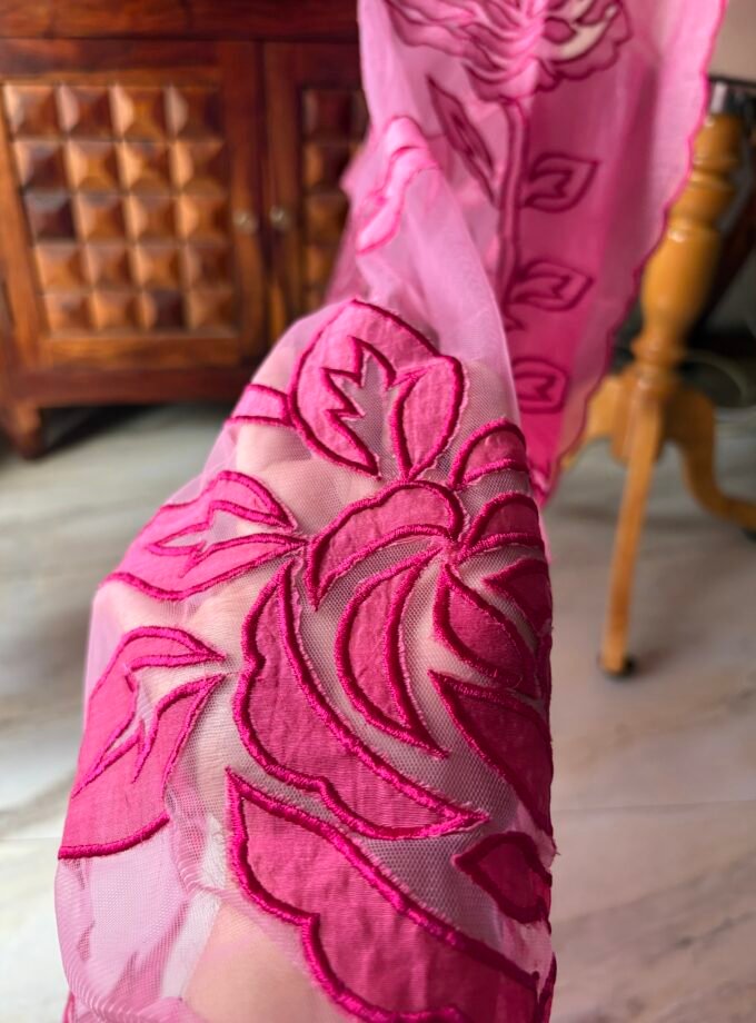 Cutwork Pure Chanderi Mul Salwars by Ikhtirah (Pink Ombre)
