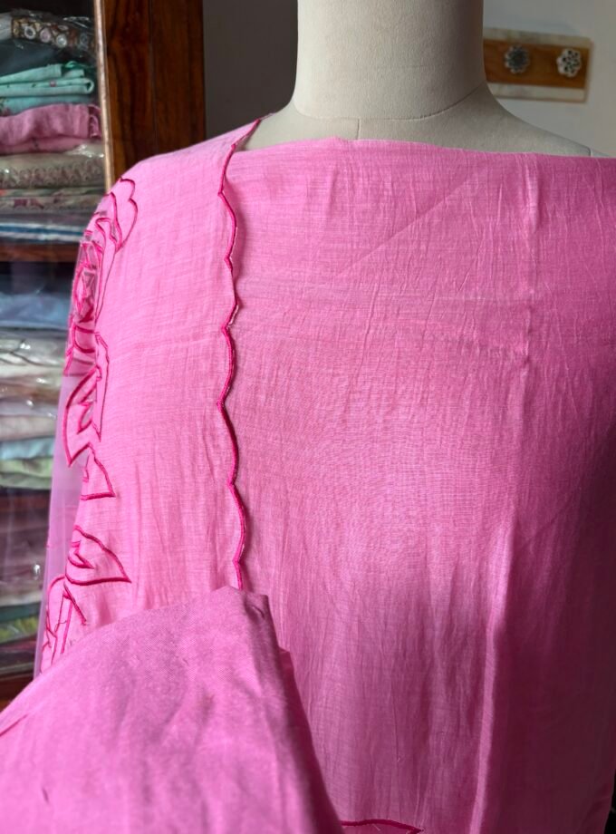 Cutwork Pure Chanderi Mul Salwars by Ikhtirah (Pink Ombre)