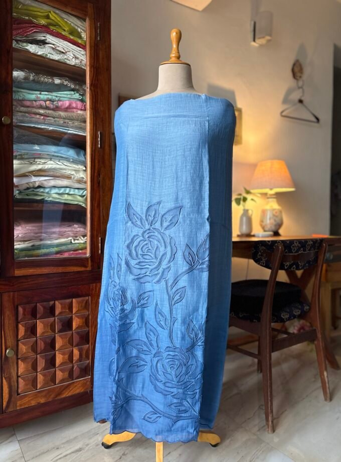 Cutwork Pure Chanderi Mul Salwars by Ikhtirah (Blue Ombre)