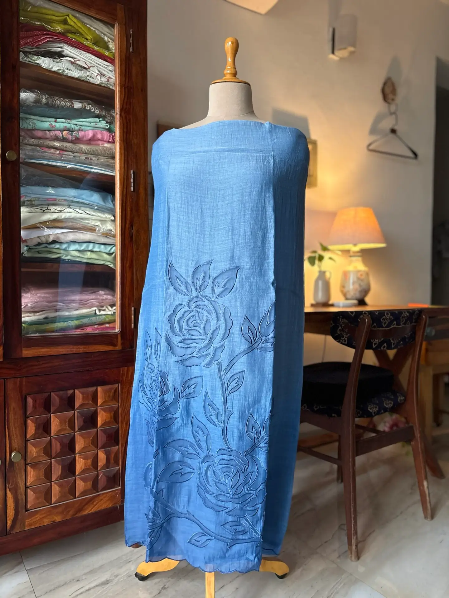 Cutwork Pure Chanderi Mul Salwars by Ikhtirah (Blue Ombre) - Image 6