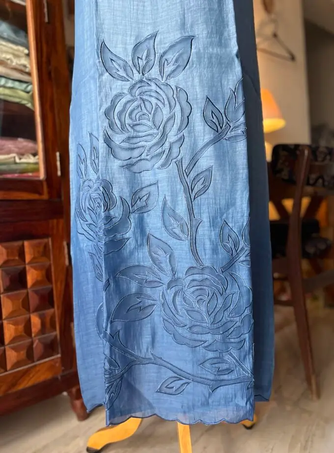 Cutwork Pure Chanderi Mul Salwars by Ikhtirah (Blue Ombre)