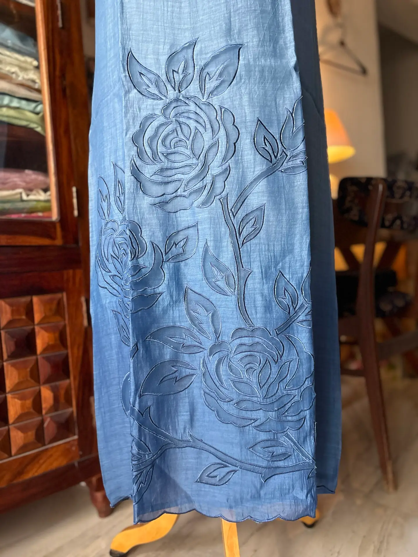 Cutwork Pure Chanderi Mul Salwars by Ikhtirah (Blue Ombre) - Image 2