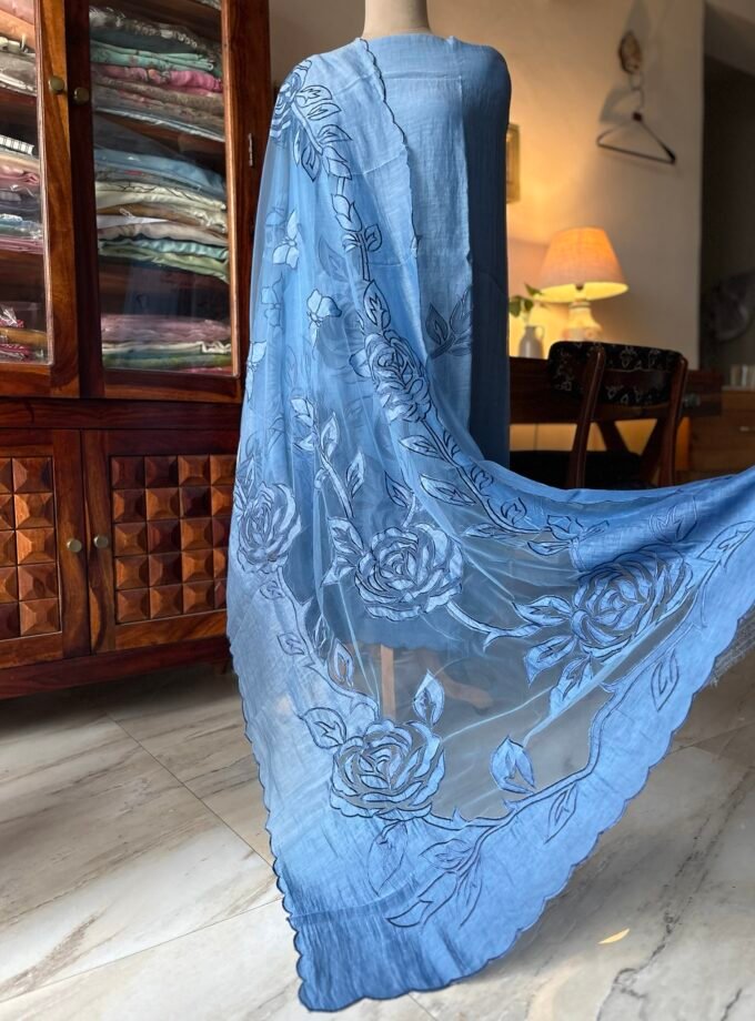 Cutwork Pure Mul Chanderi Silk Salwars by Ikhtirah (Blue)
