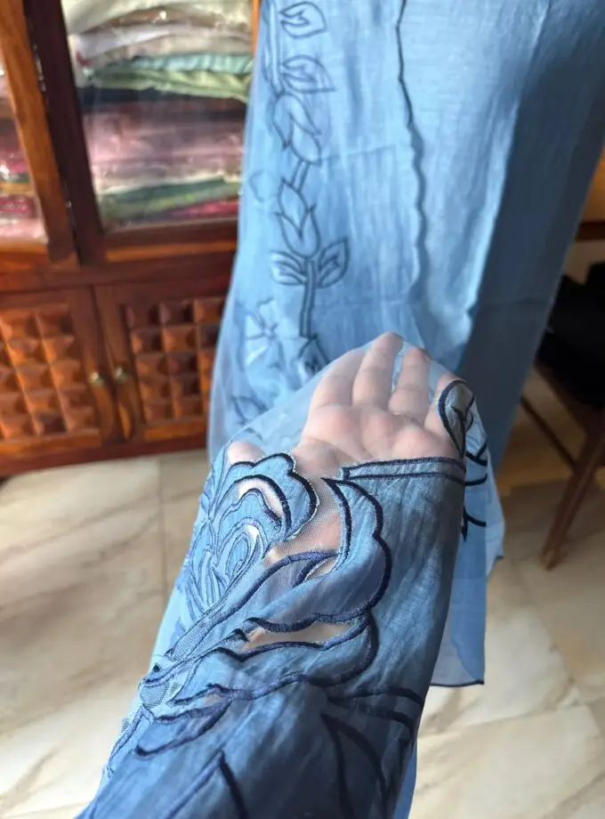 Cutwork Pure Chanderi Mul Salwars by Ikhtirah (Blue Ombre)