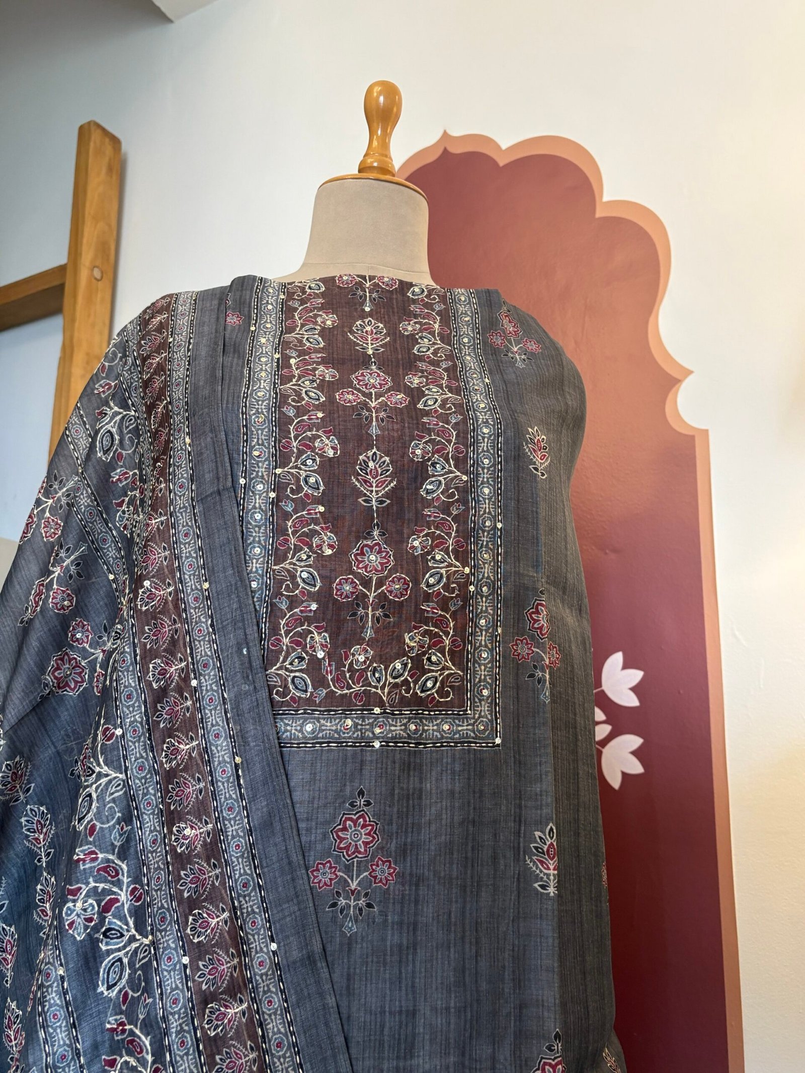 Hand Kantha on Chanderi Cotton Salwars by Ikhtirah - Image 3