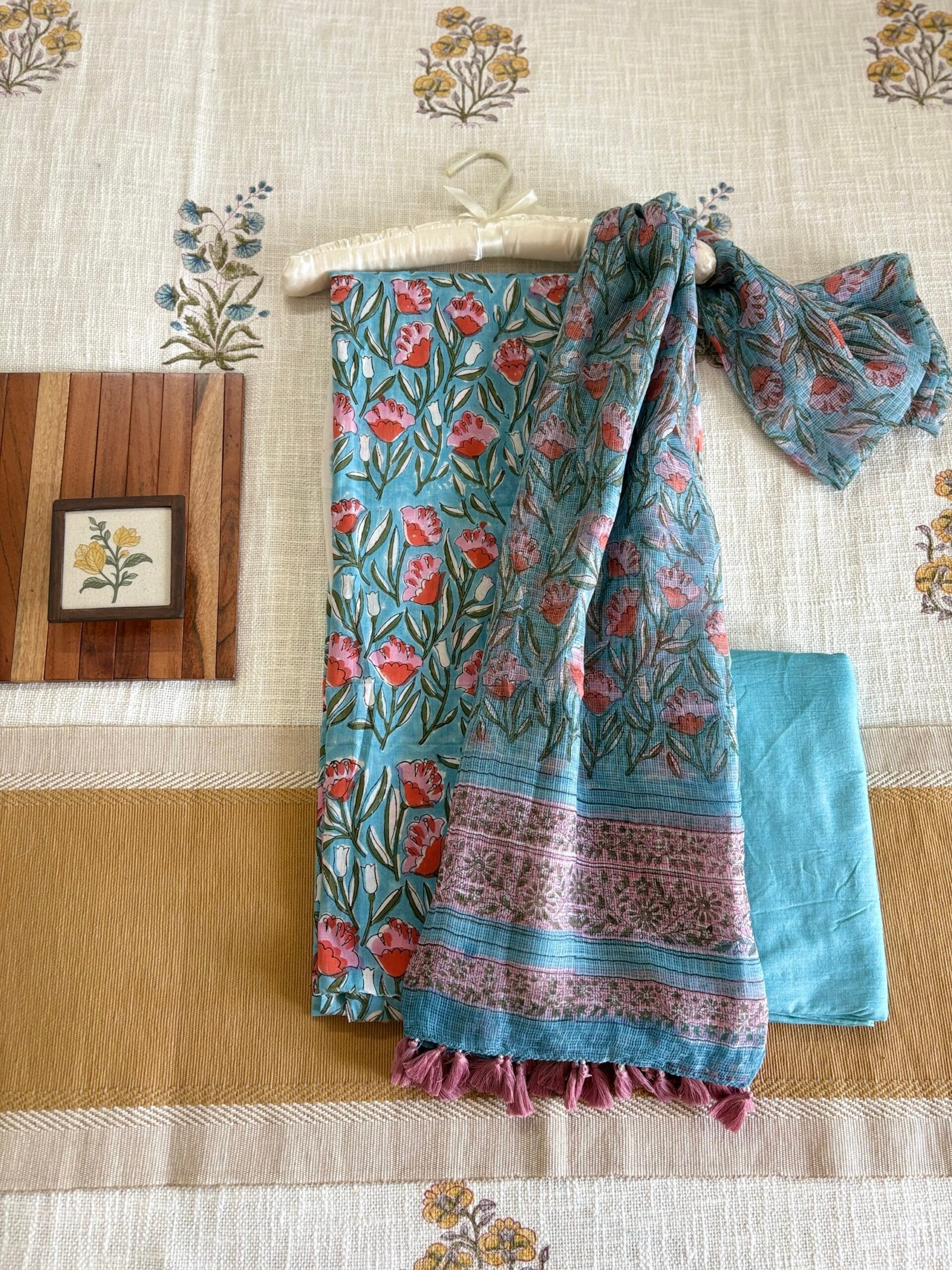 Pure Cotton Handblock Salwars with Pure Kota Dupatta by Ikhtirah