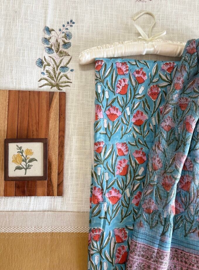 Pure Cotton Handblock Salwars with Pure Kota Dupatta by Ikhtirah