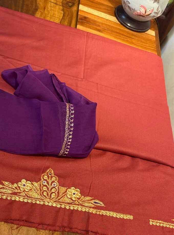 Tilla Embroidery Woollen Spun Salwar Suits with Chiffon Dupatta by Ikhtirah