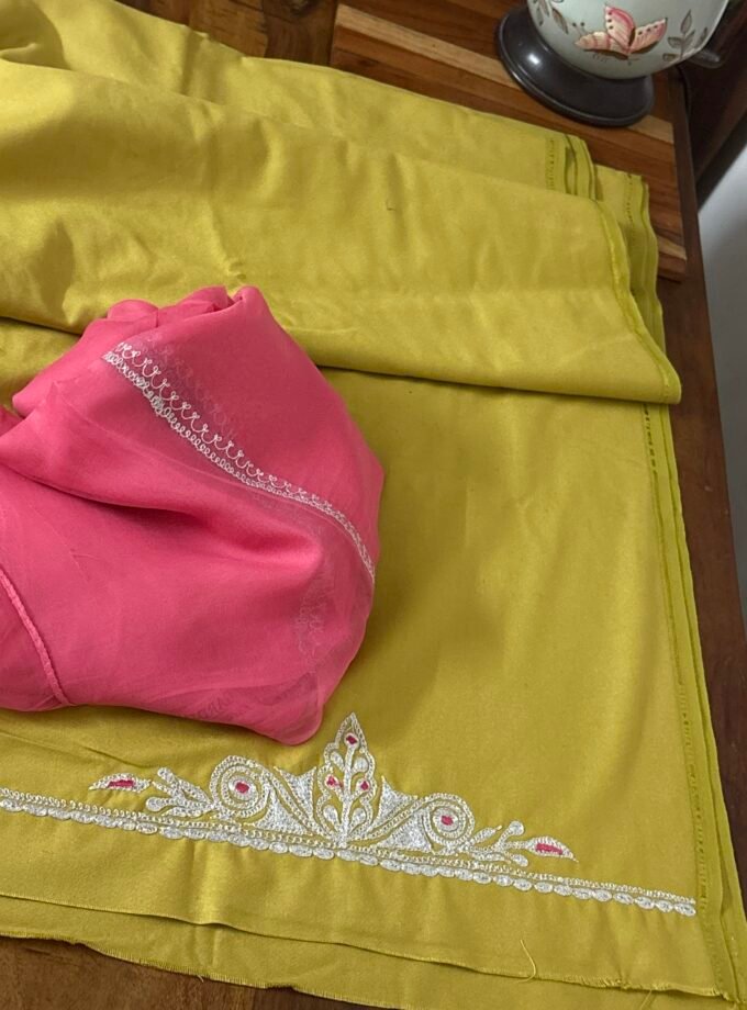 Tilla Embroidery Woollen Spun Salwar Suits with Chiffon Dupatta by Ikhtirah