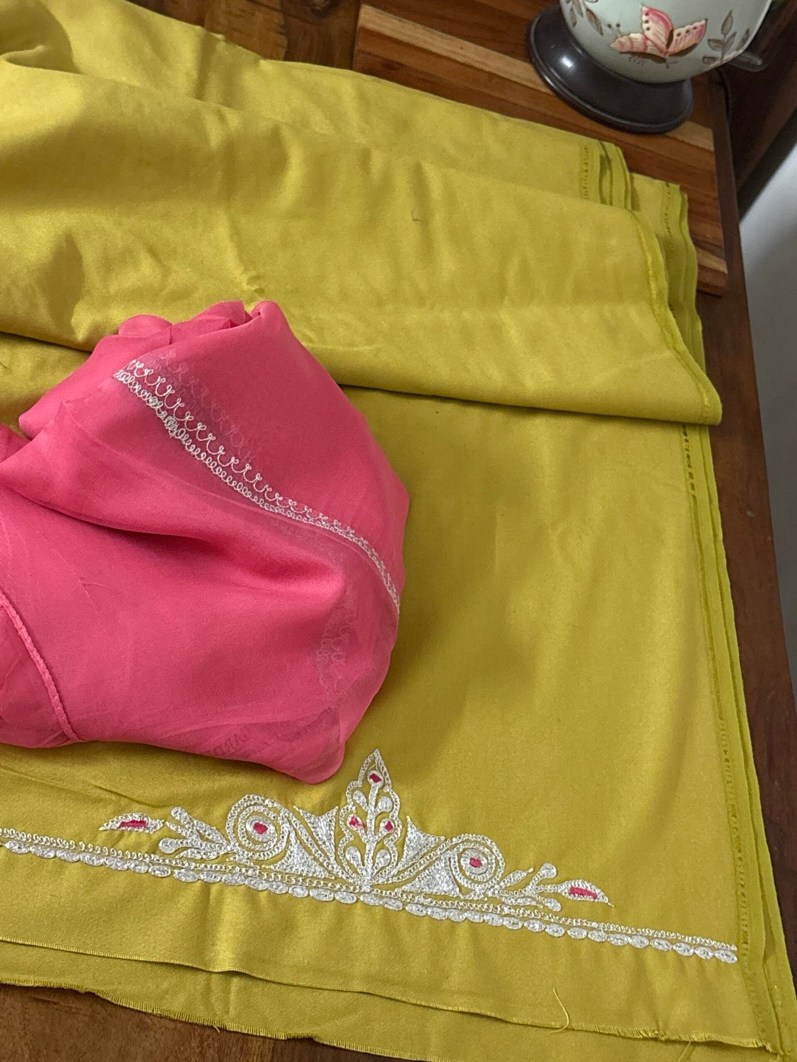 Tilla Embroidery Woollen Spun Salwar Suits with Chiffon Dupatta by Ikhtirah - Image 2