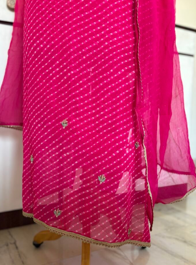 Hand Embroidered Leheriya Georgette Salwar by Ikhtirah