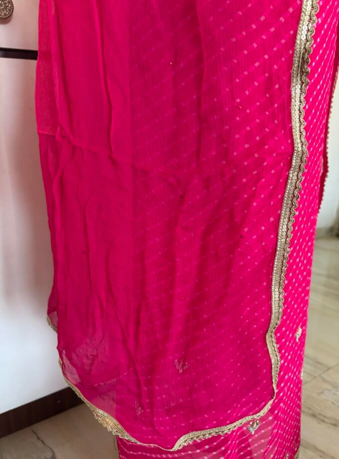 Hand Embroidered Leheriya Georgette Salwar by Ikhtirah