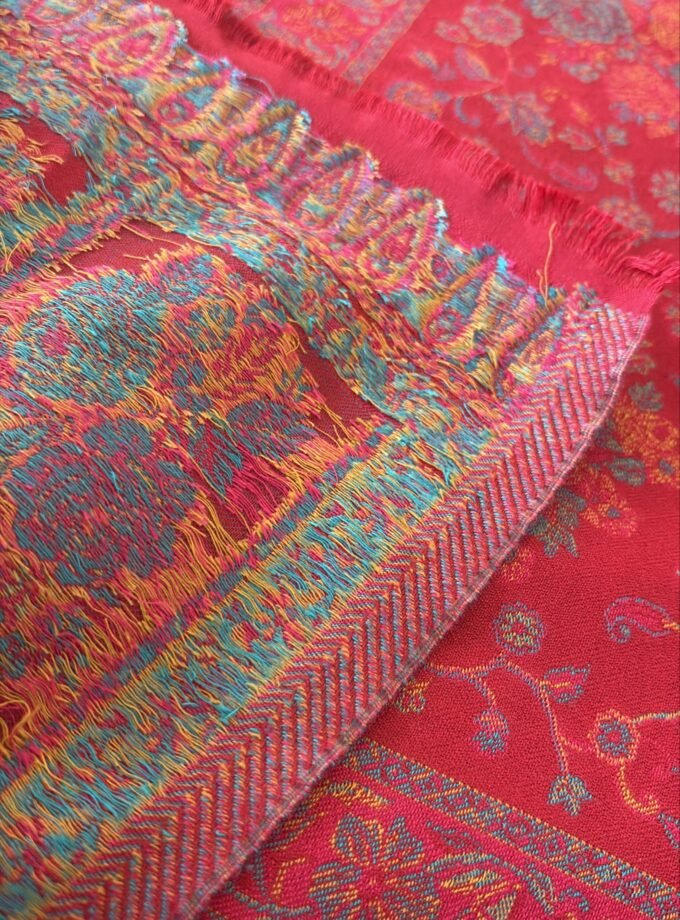 Woollen Woven Salwar with Shawl by Ikhtirah (Red)