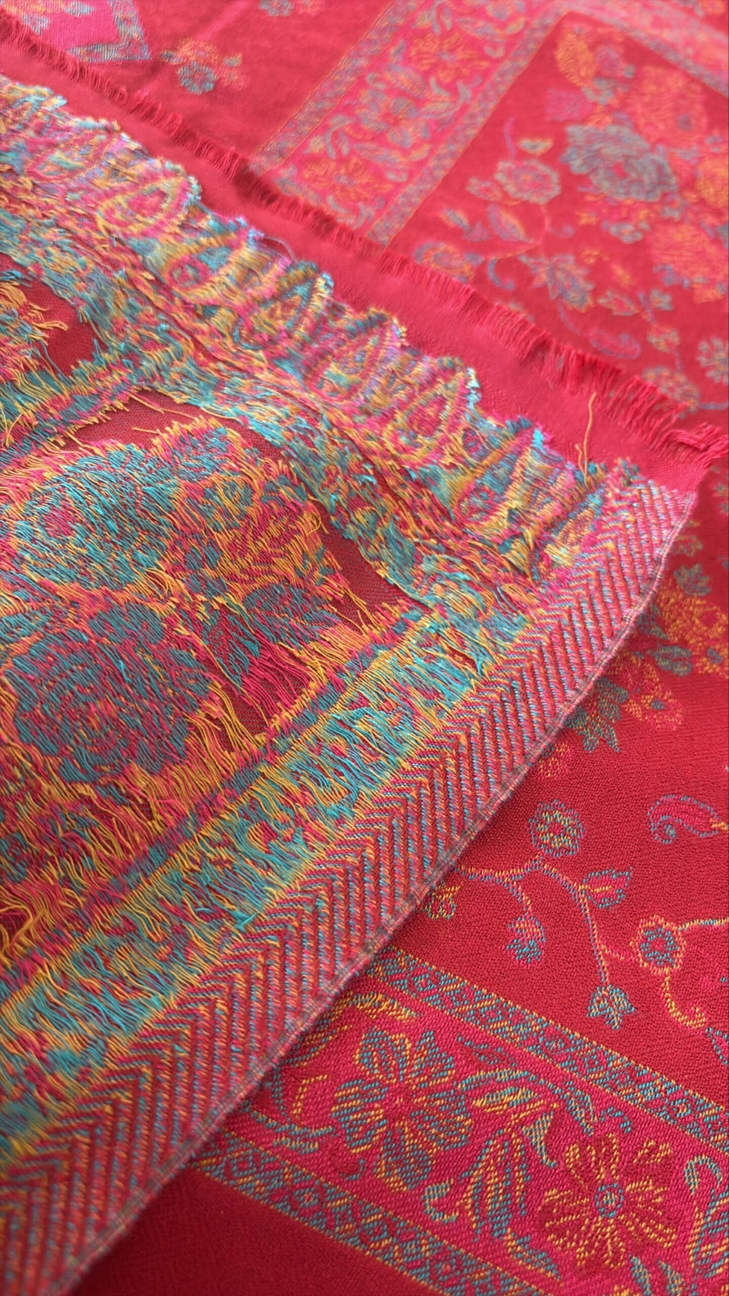 Woollen Woven Salwar with  Shawl by Ikhtirah (Red) - Image 9