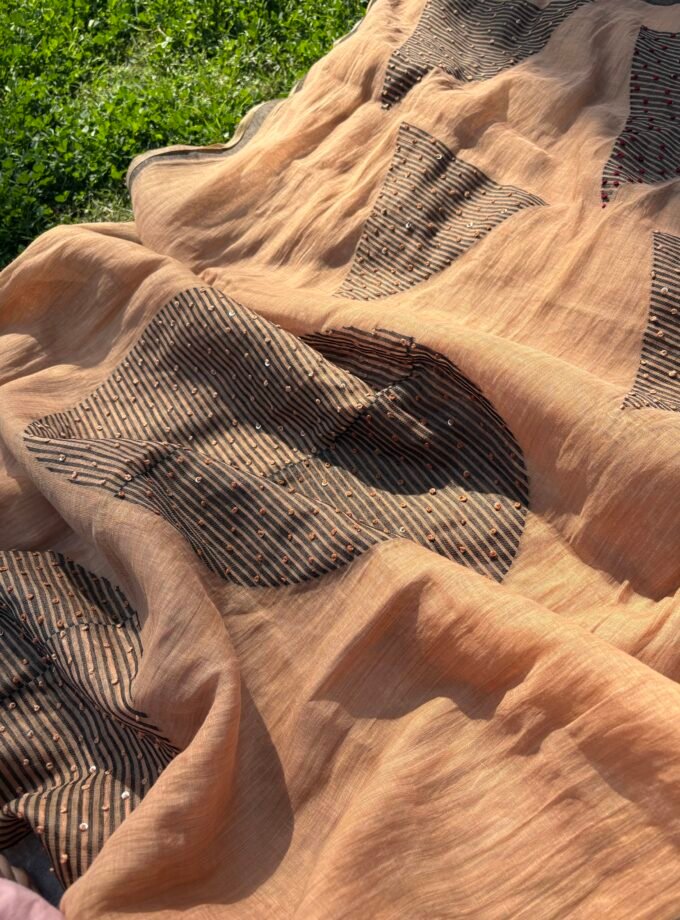 HandEmbroidered Soft Chanderi Jamdaani Salwars by Ikhtirah (Brown)