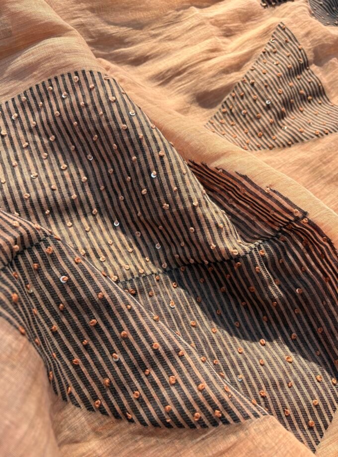 HandEmbroidered Soft Chanderi Jamdaani Salwars by Ikhtirah (Brown)