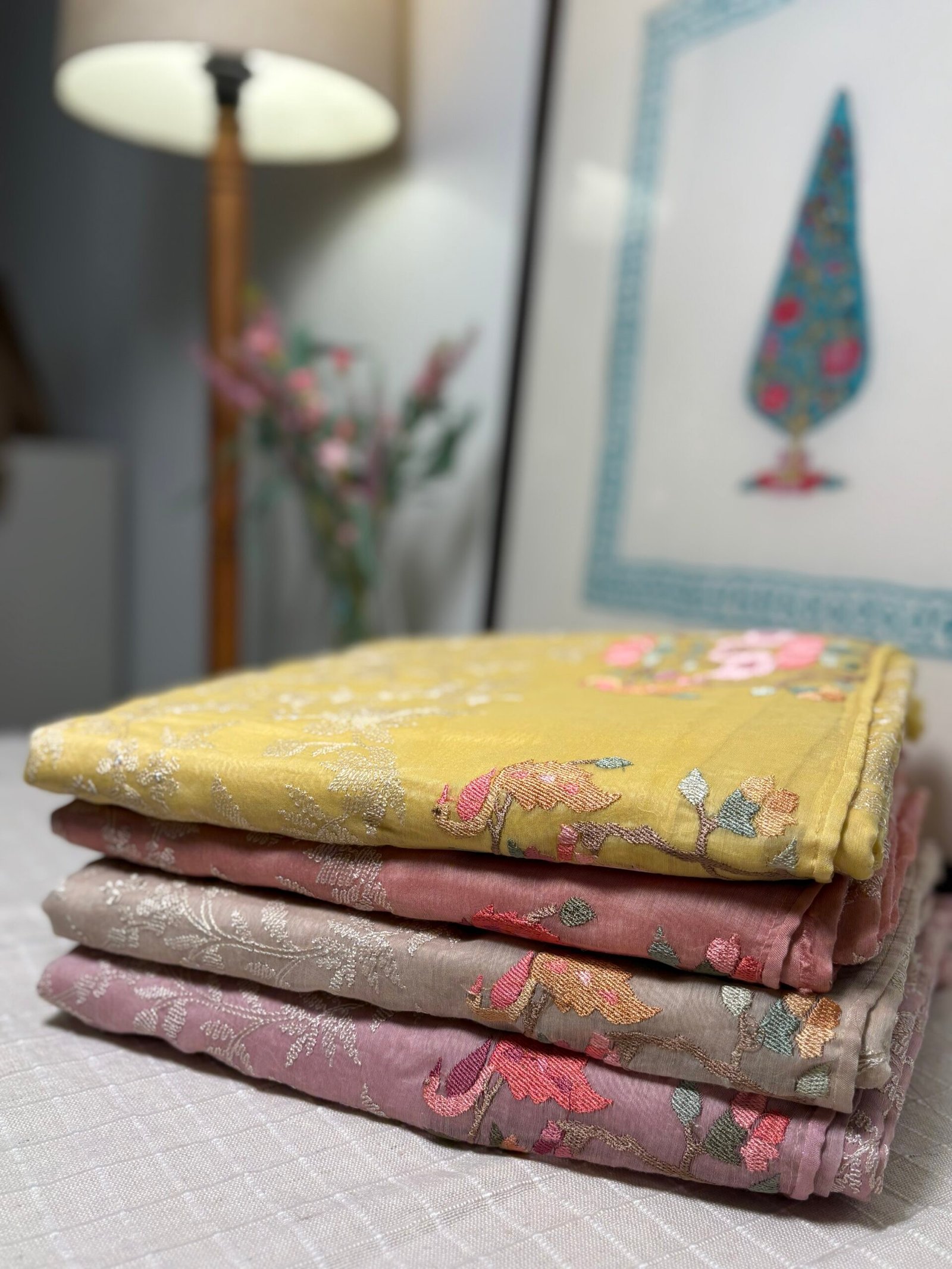 Fine Mul Chanderi Jaal Embroidered Salwar by Ikhtirah - Image 3