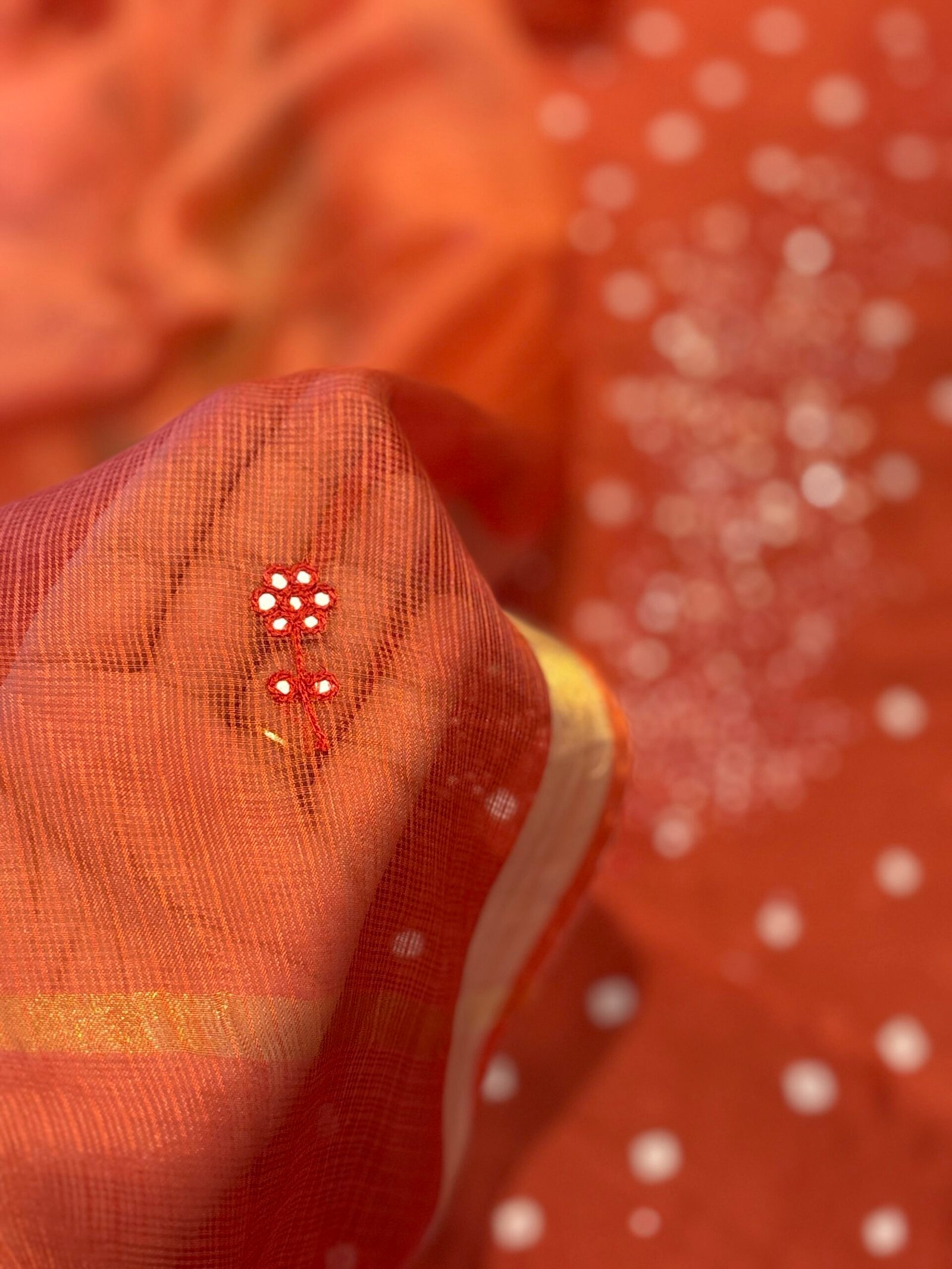 Bandhej and Handwork on Pure Chanderi Silk Salwars and Pure Kota Silk Dupatta by Ikhtirah - Image 2